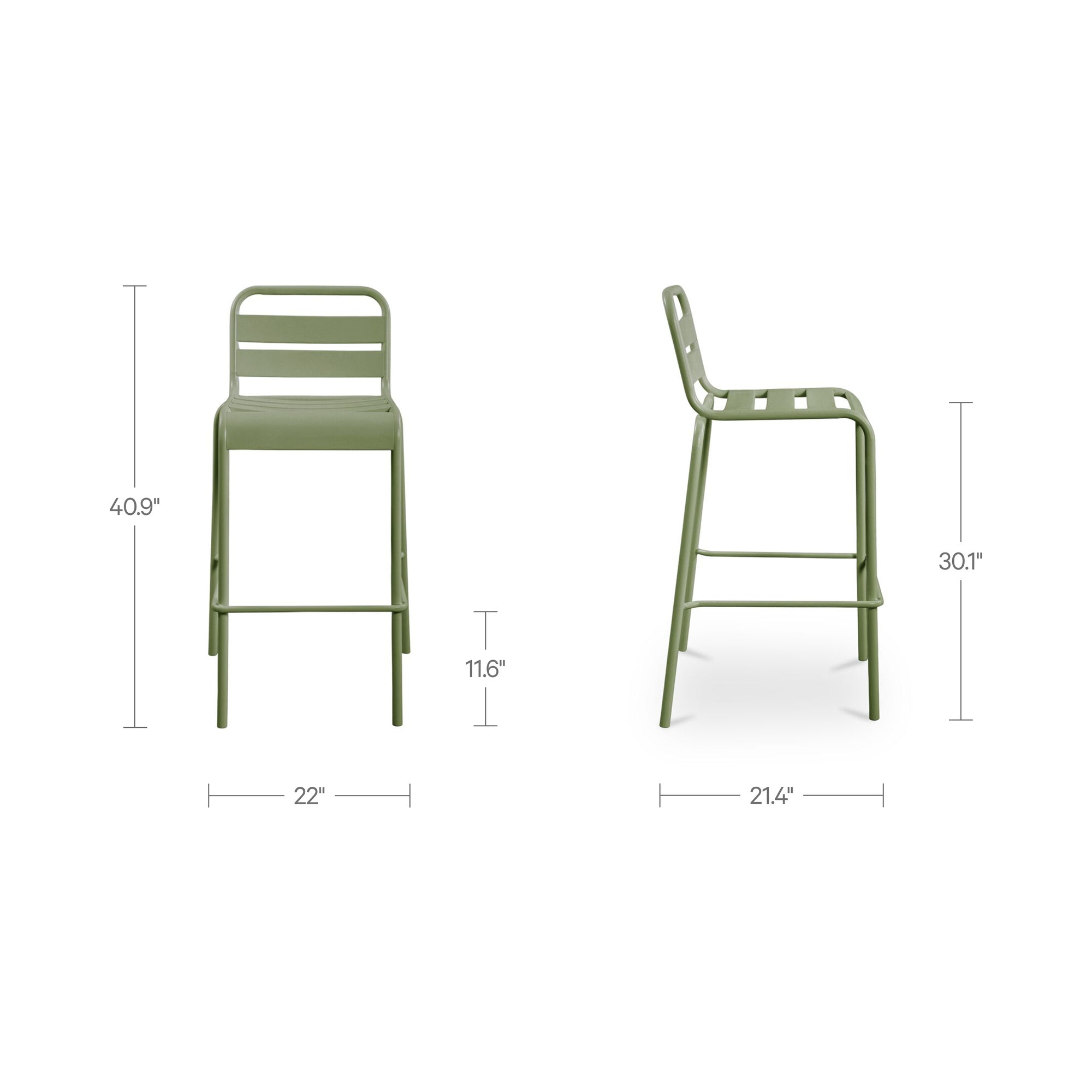 Kade Outdoor Bar Stool Green Set of Two