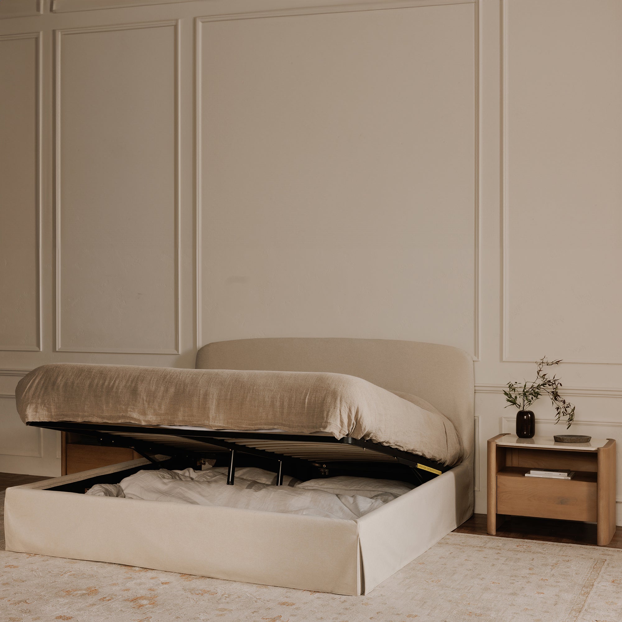 Joan Queen Storage Bed Cream