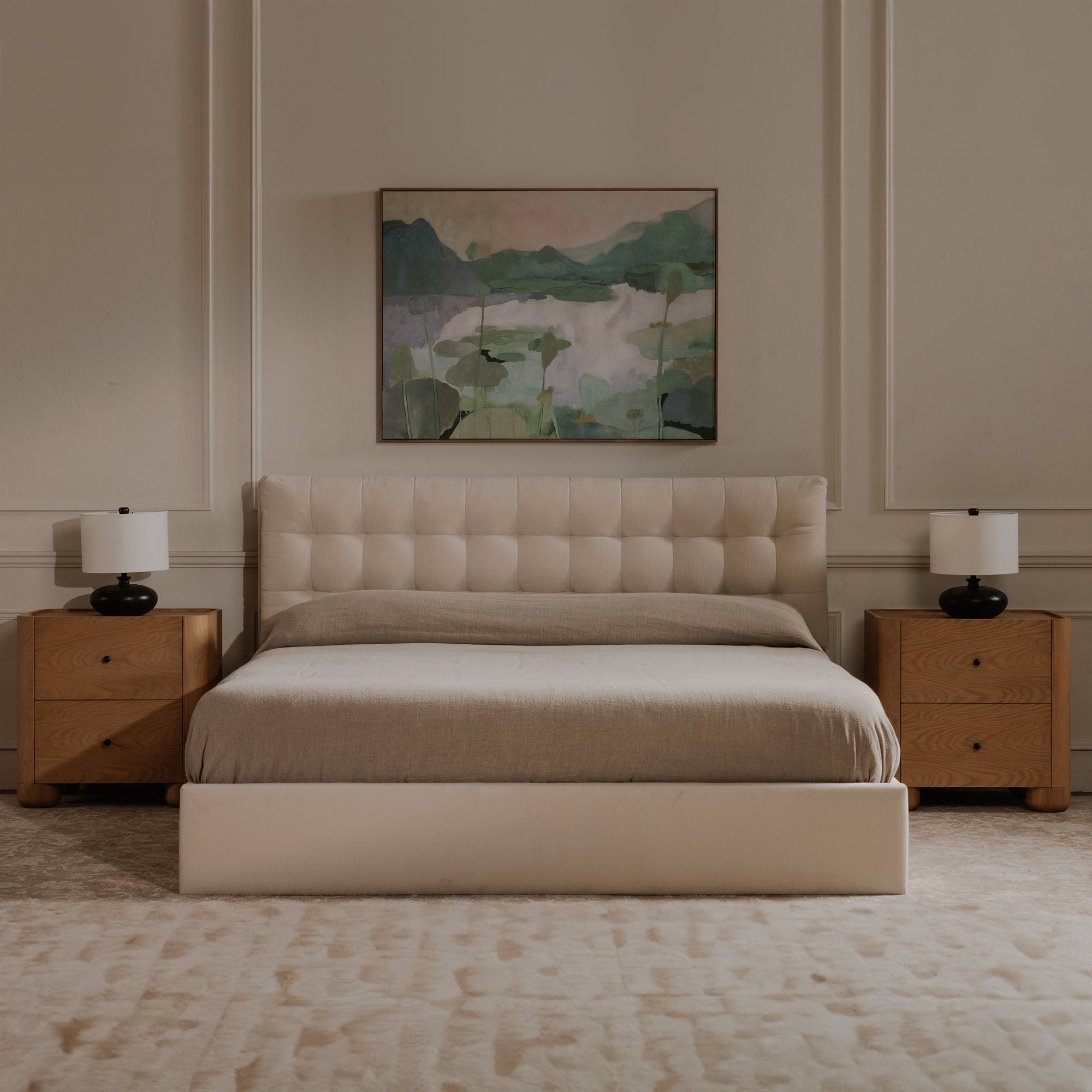 Sebastion King Storage Bed Cream