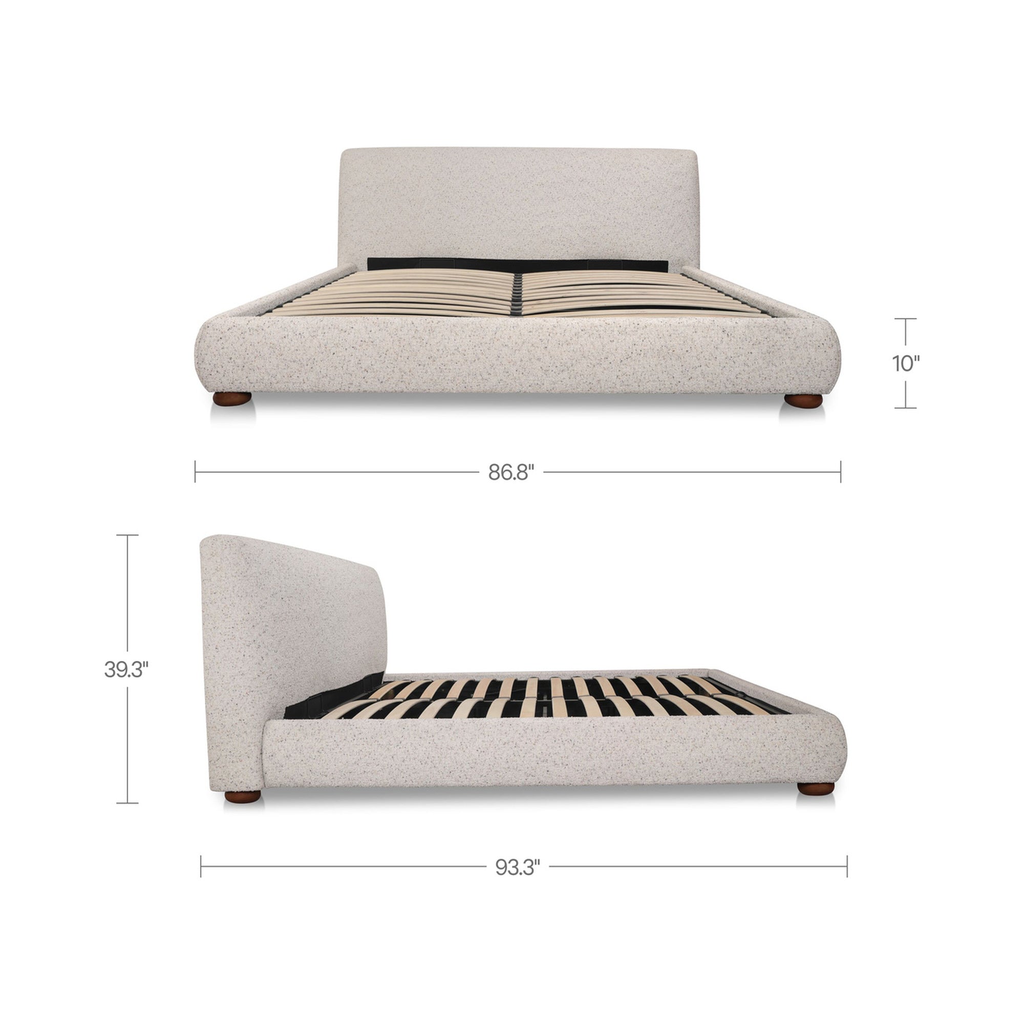 Beau King Storage Bed Speckled Light Grey