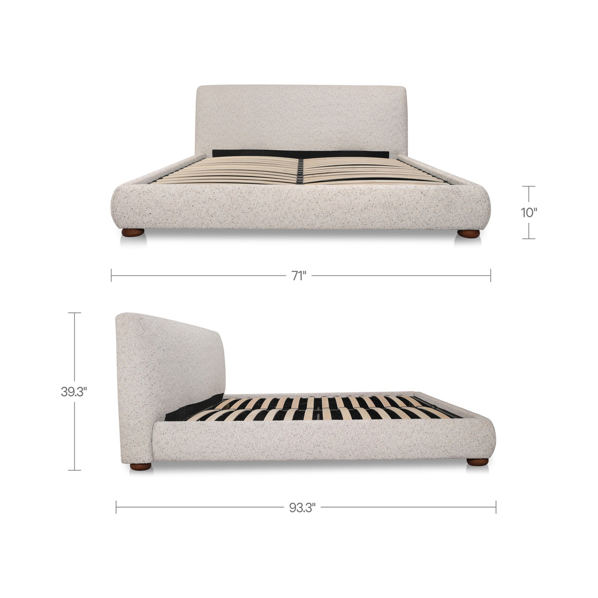 Beau Queen Storage Bed Speckled Light Grey