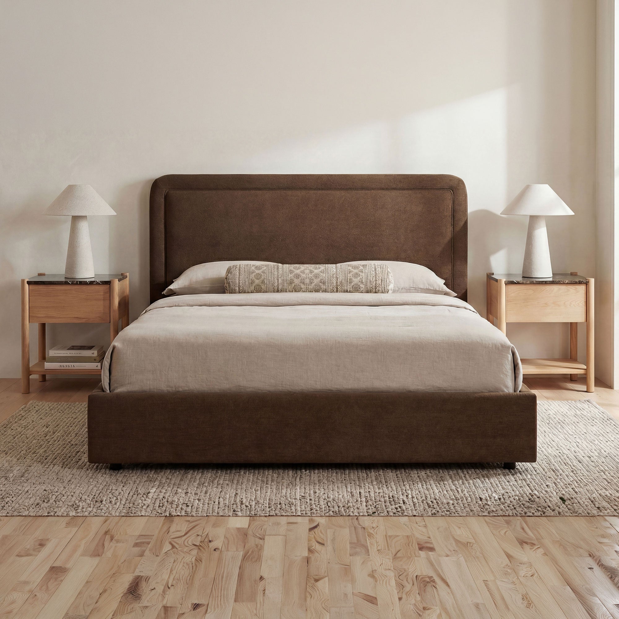 Simon Queen Storage Bed Brown