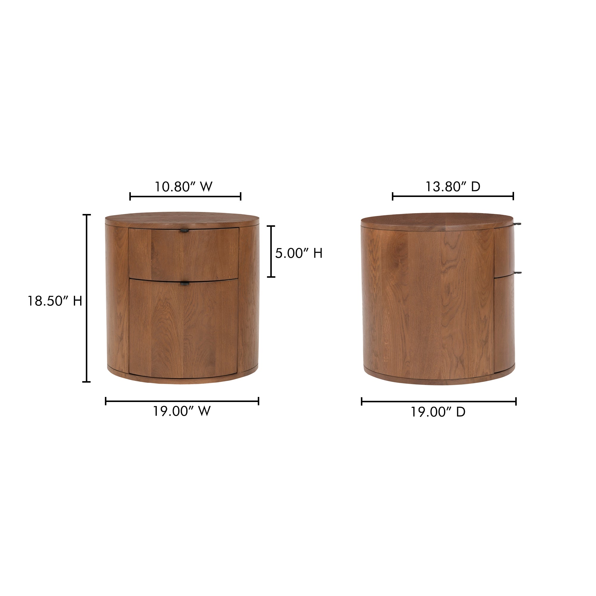 Theo 2 Drawer Nightstand Brown