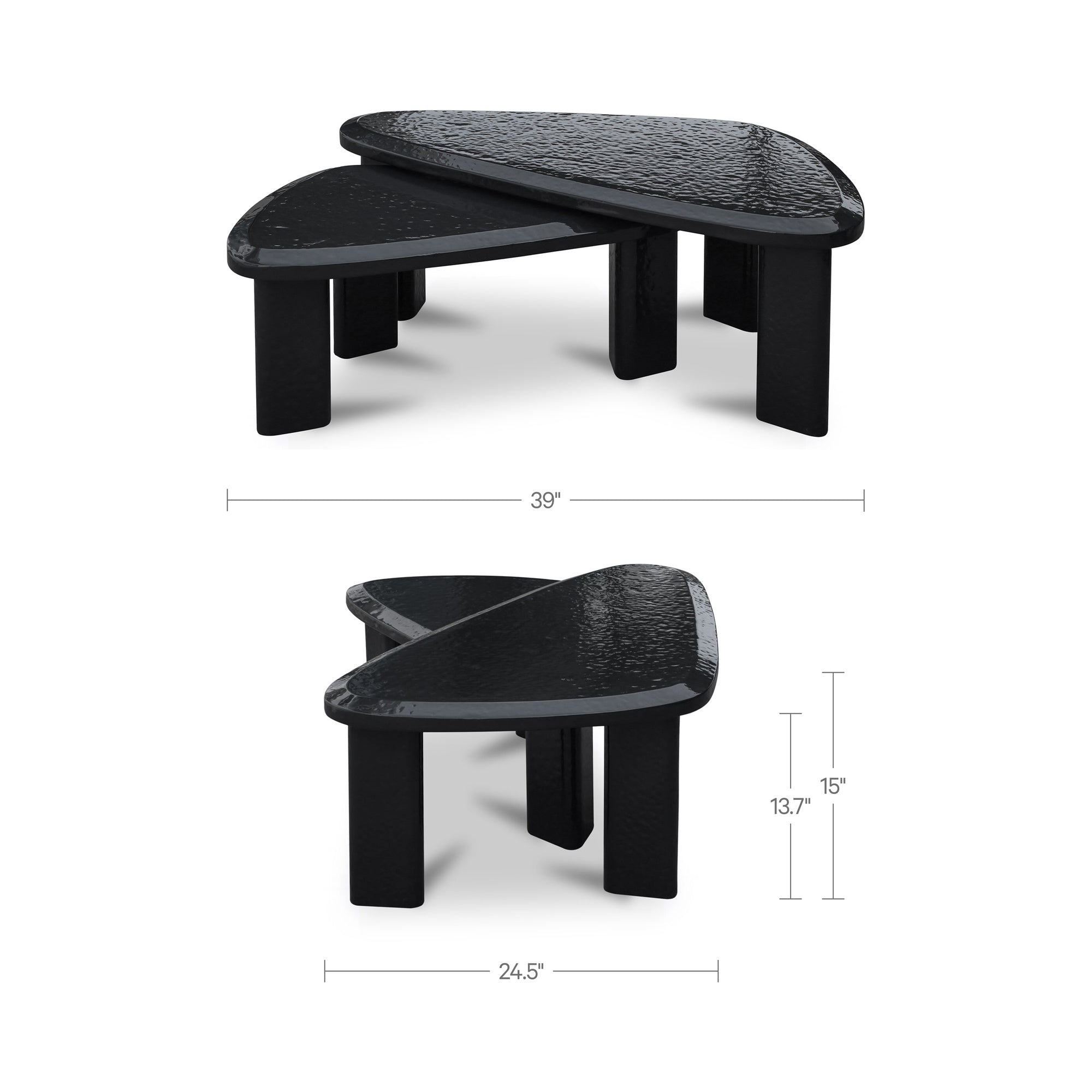 Sophie Outdoor Nesting Table Set Charcoal Lacquer