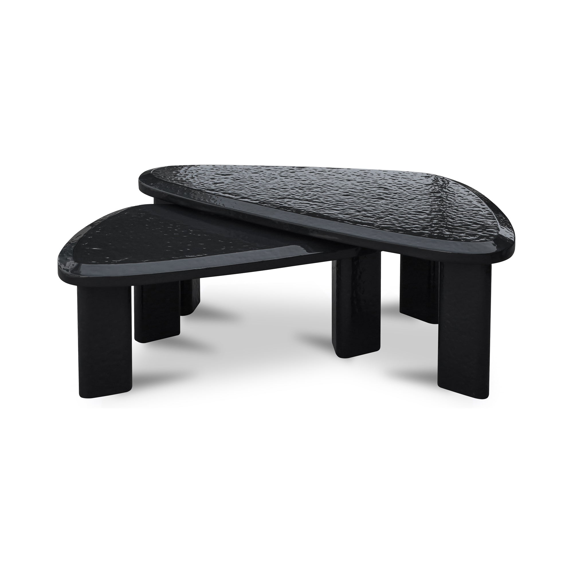 Sophie Outdoor Nesting Table Set Charcoal Lacquer