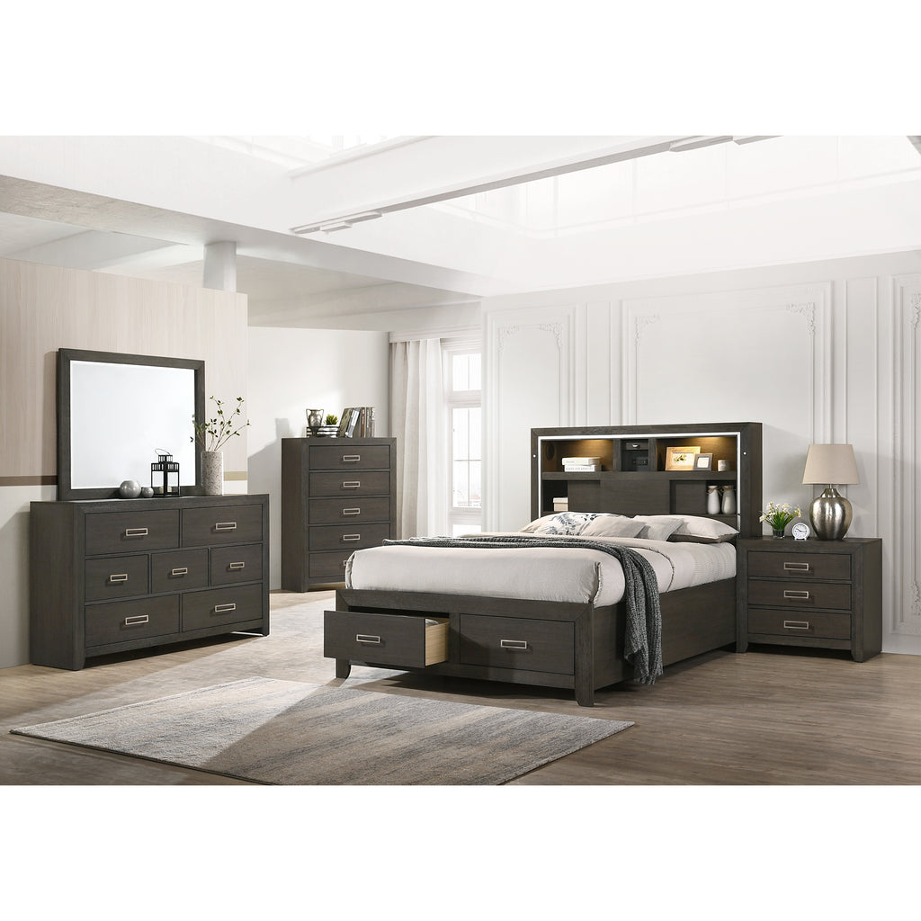 Sasha-King-Music-Bed-W/Led-Light-in-Grey