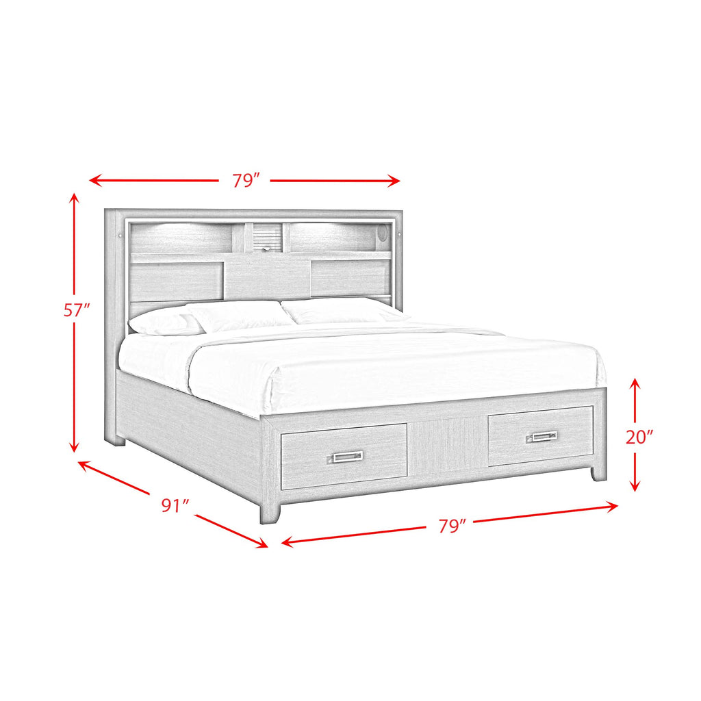 Sasha-King-Music-Bed-W/Led-Light-in-Grey