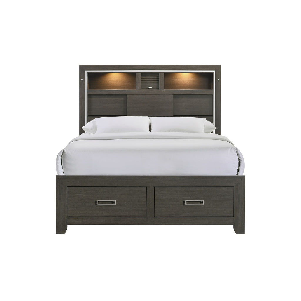 Sasha-Queen-Music-Bed-W/Led-Light-in-Grey