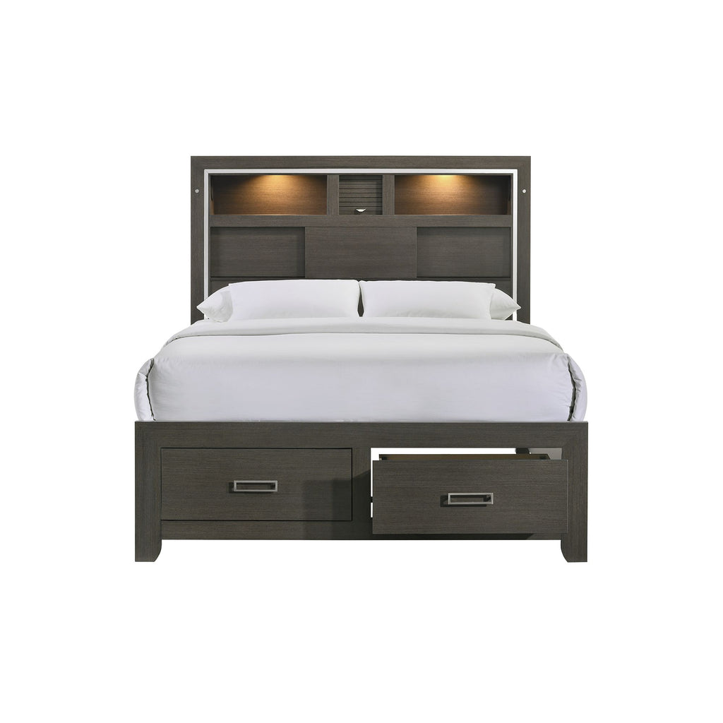 Sasha-Queen-Music-Bed-W/Led-Light-in-Grey