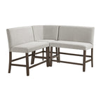Seneca-Counter-3PC-Corner-Bench-with-Grey-Fabric-in-Brown
