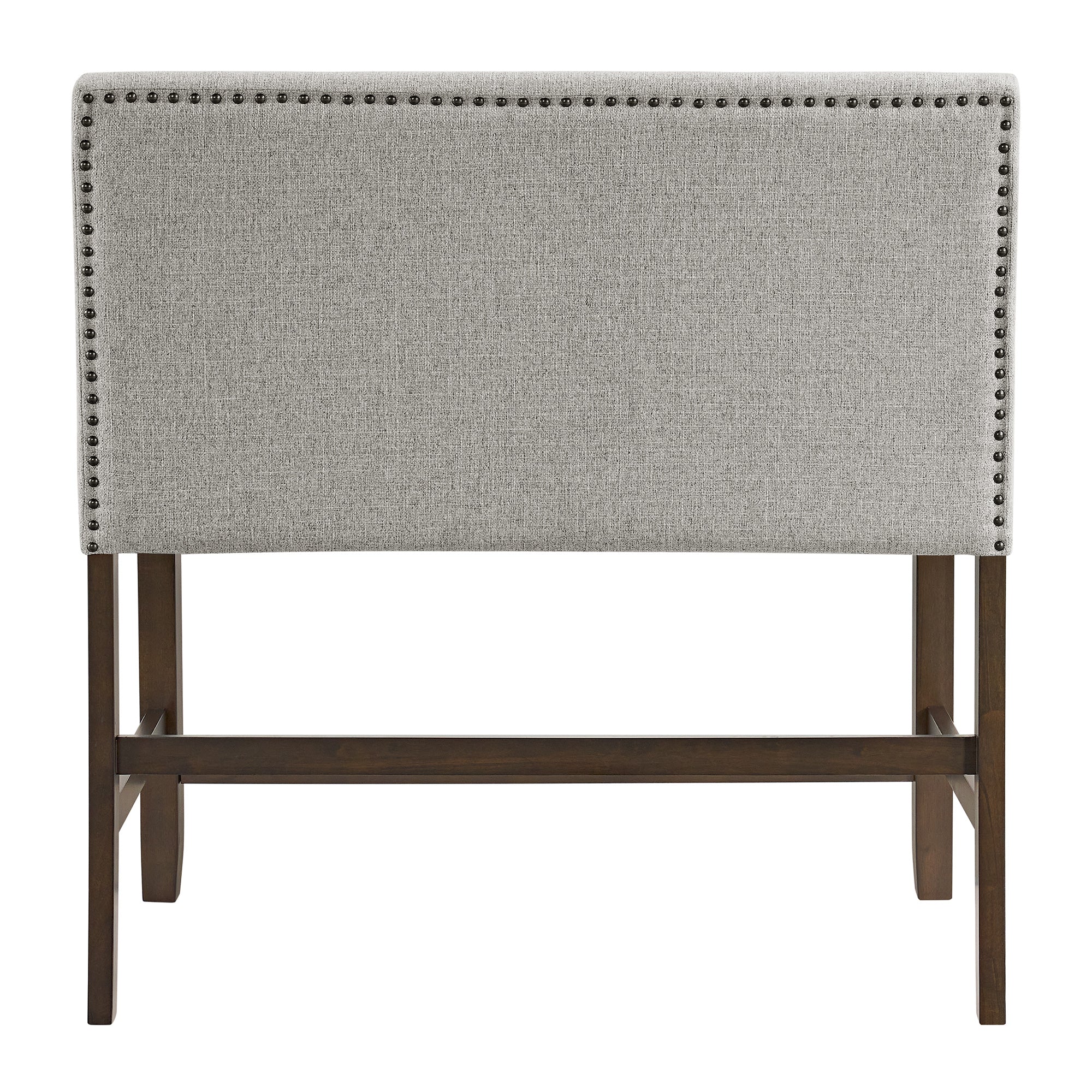 Seneca-Counter-Bench-with-Upholstered-Back-and-Grey-Fabric-in-Brown