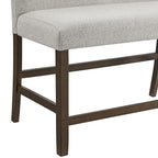 Seneca-Counter-Bench-with-Upholstered-Back-and-Grey-Fabric-in-Brown