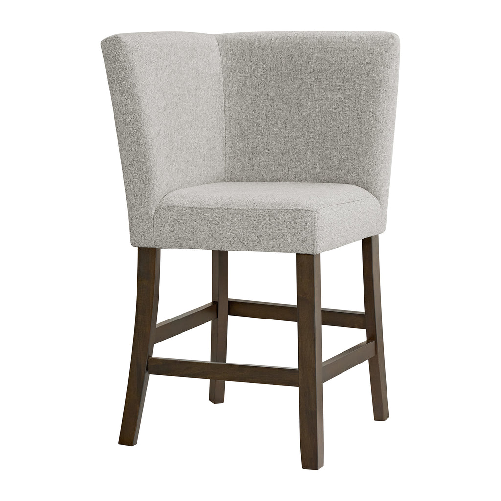 Seneca-Counter-Corner-Bench-with-Upholstered-Back-and-Grey-Fabric-in-Brown