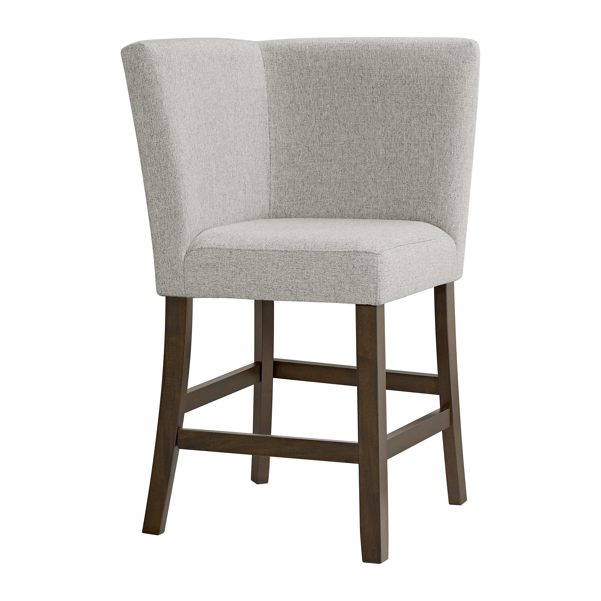 Seneca-Counter-Corner-Bench-with-Upholstered-Back-and-Grey-Fabric-in-Brown