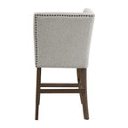 Seneca-Counter-Corner-Bench-with-Upholstered-Back-and-Grey-Fabric-in-Brown