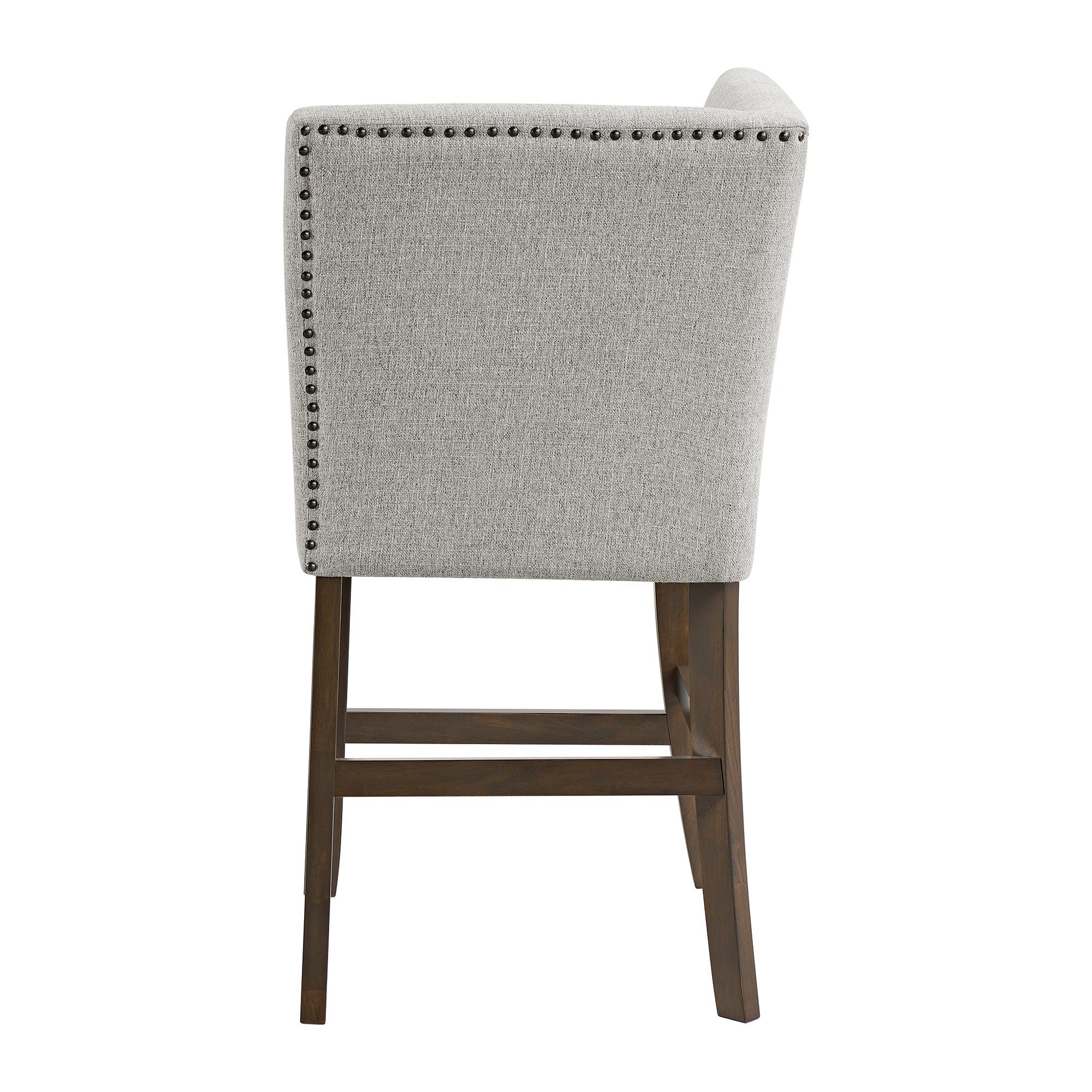 Seneca-Counter-Corner-Bench-with-Upholstered-Back-and-Grey-Fabric-in-Brown