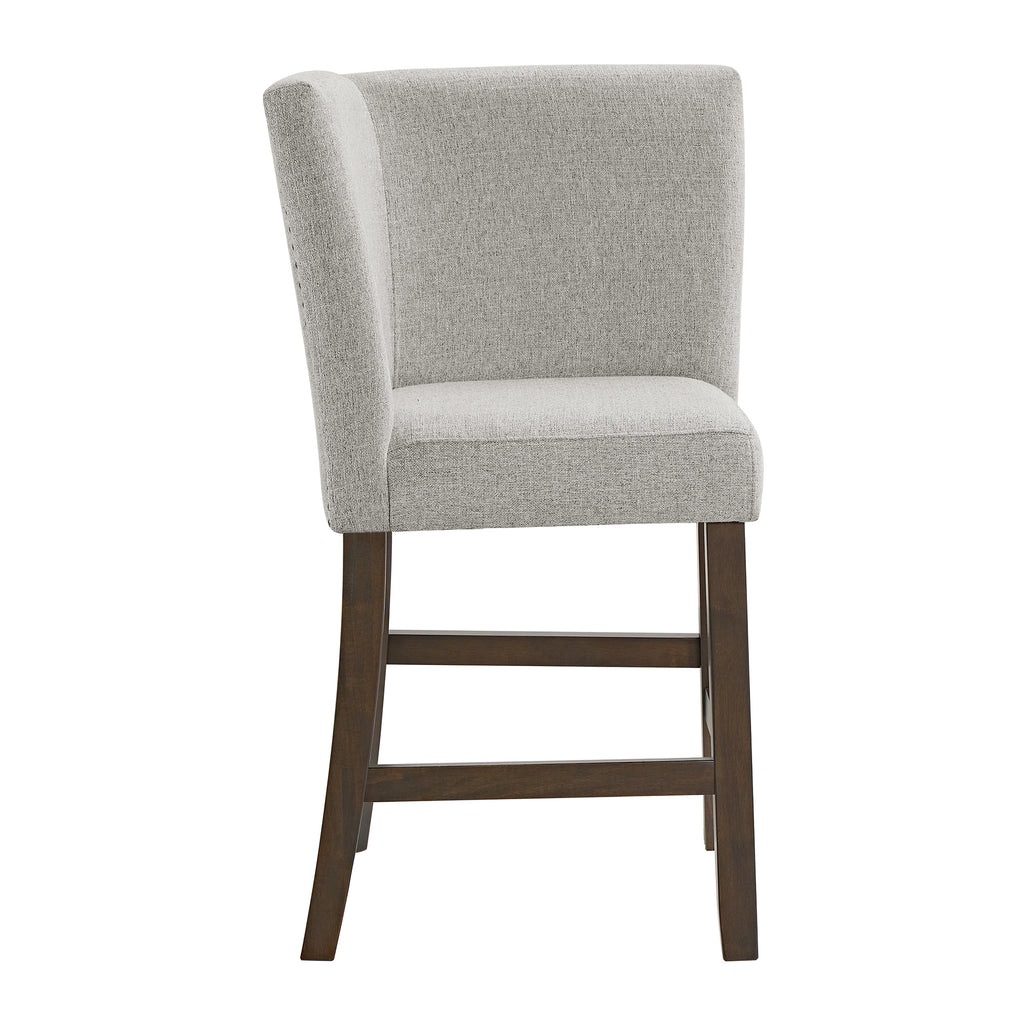Seneca-Counter-Corner-Bench-with-Upholstered-Back-and-Grey-Fabric-in-Brown