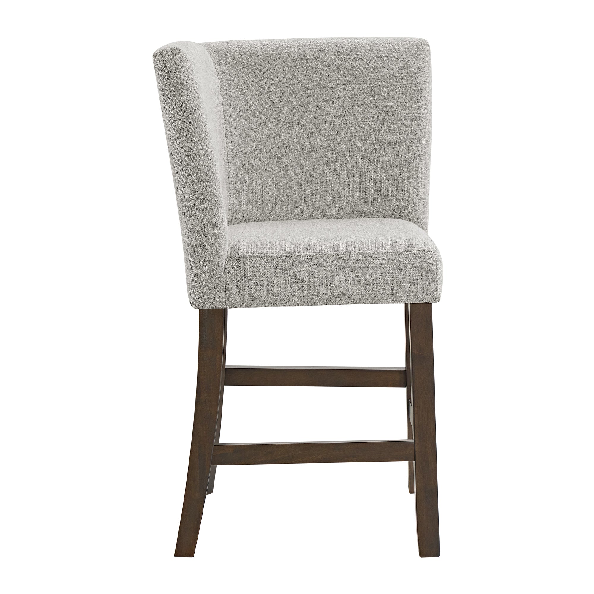 Seneca-Counter-Corner-Bench-with-Upholstered-Back-and-Grey-Fabric-in-Brown