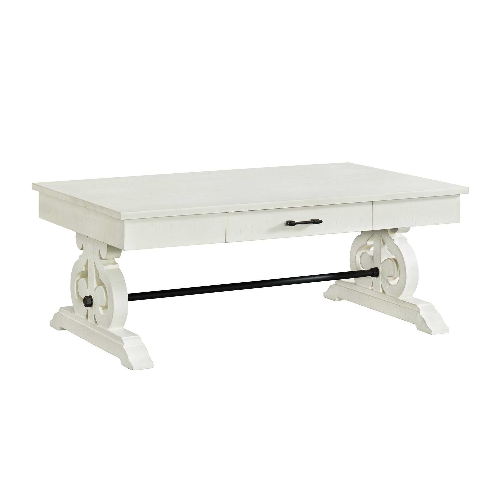 Stone-Occasional-Coffee-Table-With-Pu-Base-in-White