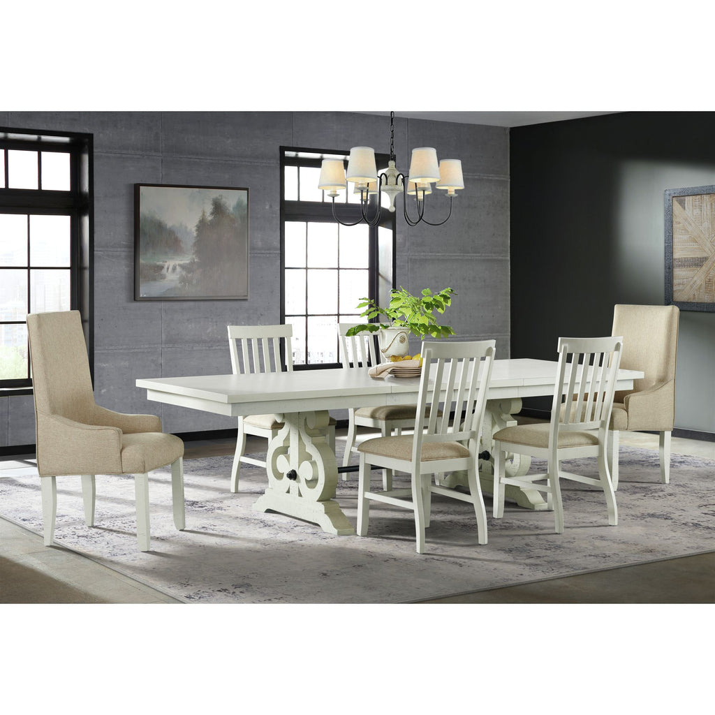 Stone-6PC-Dining-Set-in-White-Table,-Four-Side-Chairs-&-Two-Parson-Chairs