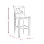 Stone-30""-Bar-Scroll-Back-Stool-w/-Wood-Seat-Charcoal-(2-Per-Carton)