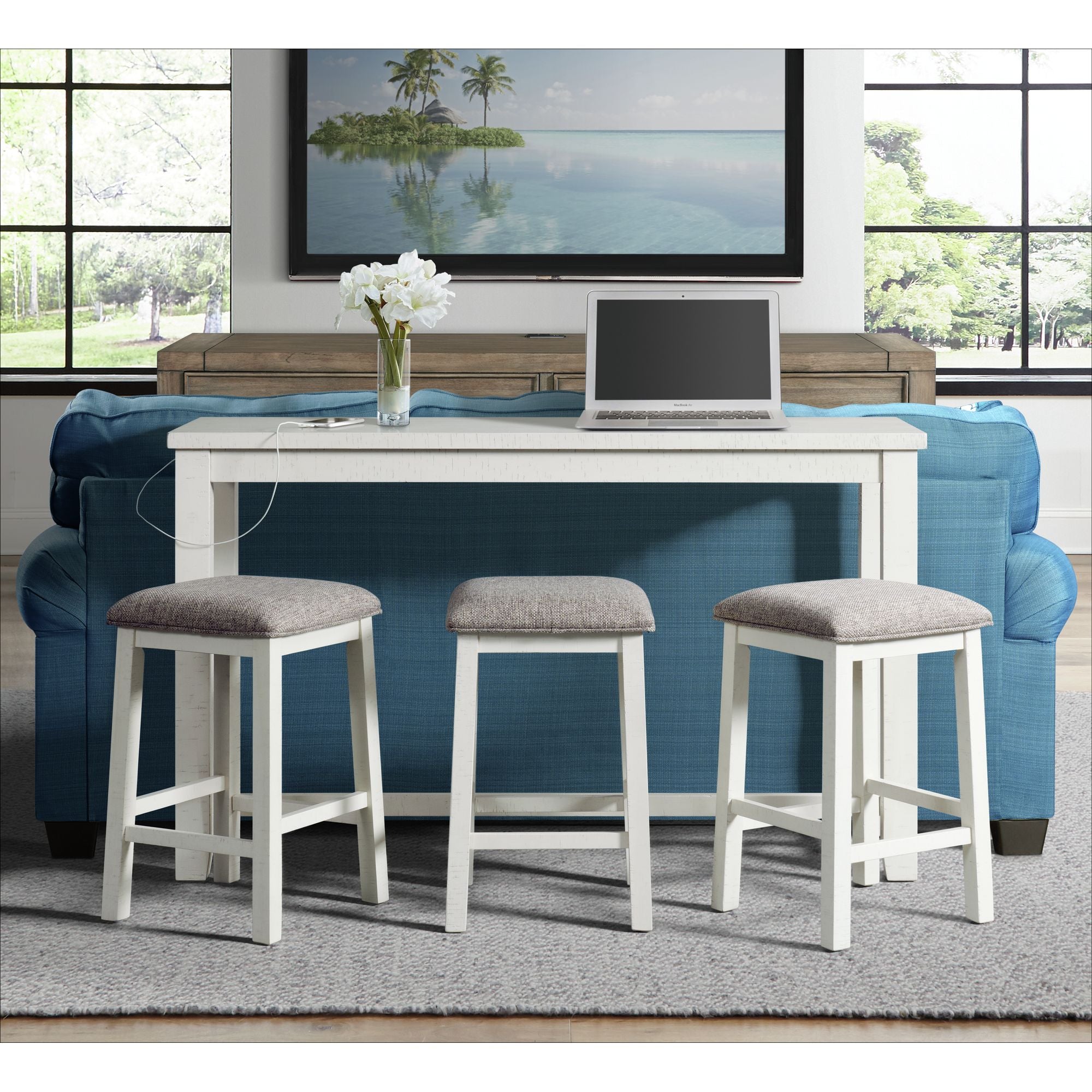 Stone-Occasional-Bar-Table-Single-Pack-in-White-(Table-+-Three-Stools)