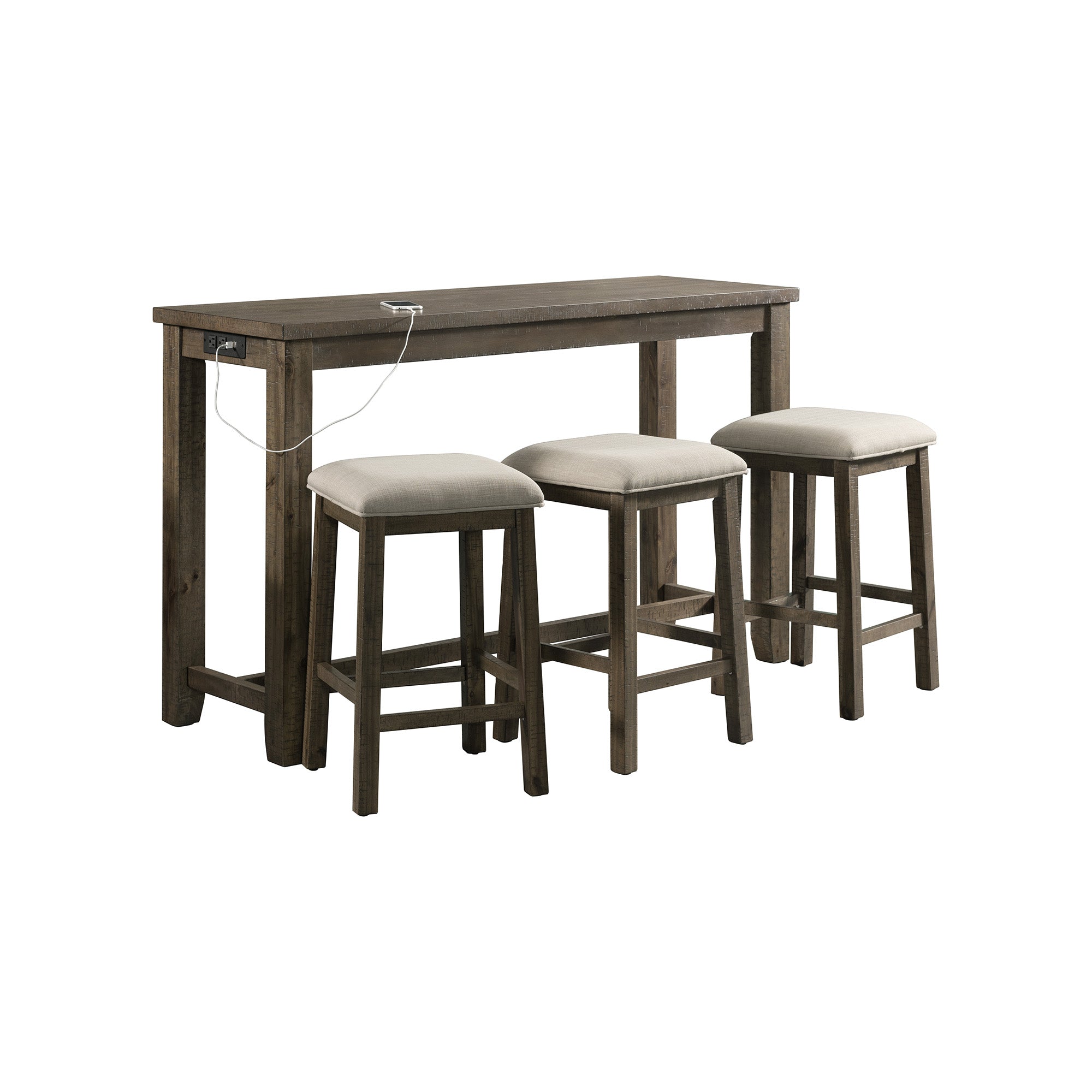 Stone-Occasional-Bar-Table-Single-Pack-Gray-Finish-(Table-+-Three-Stools)
