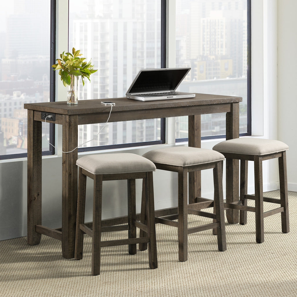 Stone-Occasional-Bar-Table-Single-Pack-Gray-Finish-(Table-+-Three-Stools)
