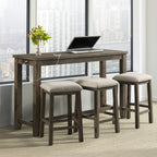 Stone-Occasional-Bar-Table-Single-Pack-Gray-Finish-(Table-+-Three-Stools)