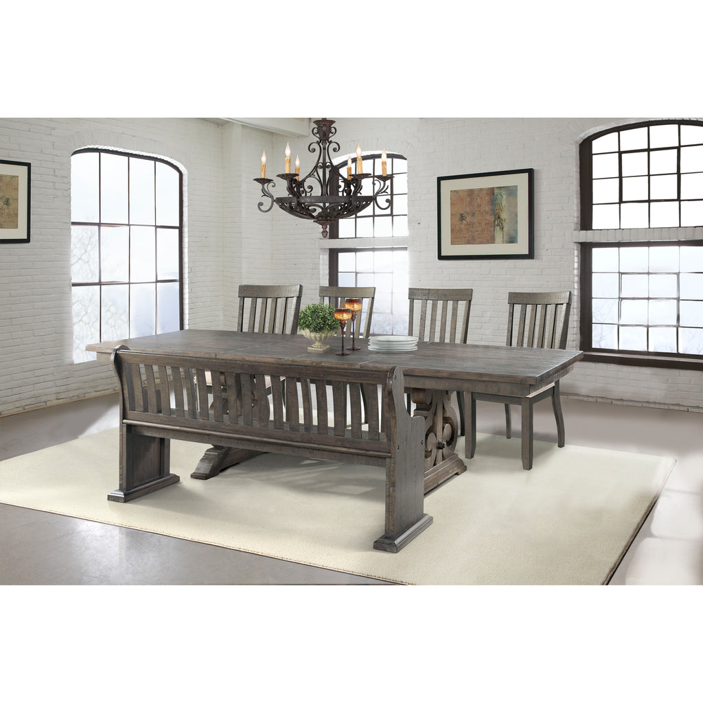 Stone-Dining-6PC-Set--Table,-4-Side-Chairs,-&-Pew-Bench