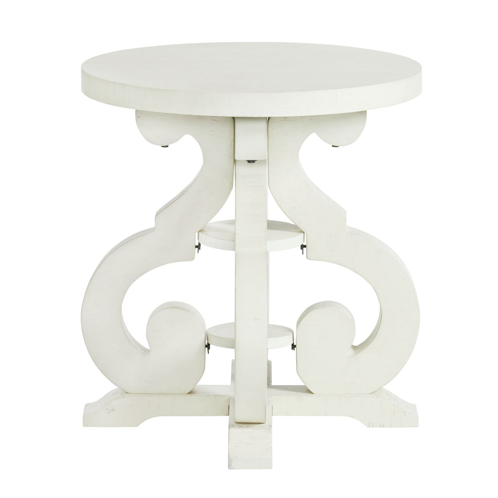 Stone-Occasional-Round-Side-Table-With-Pu-Base-in-White