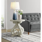 Stone-Occasional-Round-Side-Table-With-Pu-Base-in-White