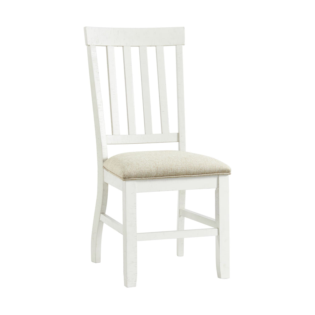 Stone-6PC-Dining-Set-in-White-Table,-Four-Side-Chairs-&-Pew-Bench