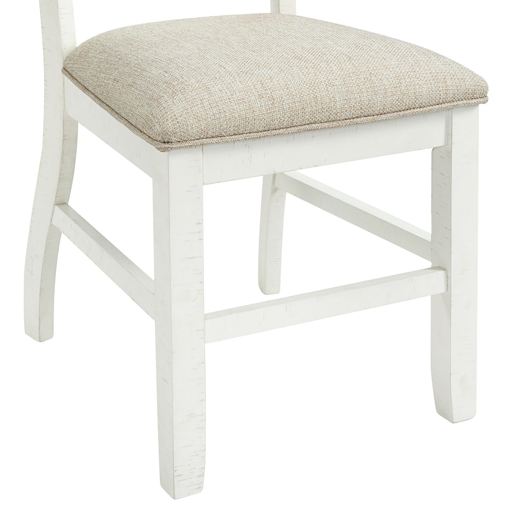 Stone-6PC-Dining-Set-in-White-Table,-Four-Side-Chairs-&-Pew-Bench