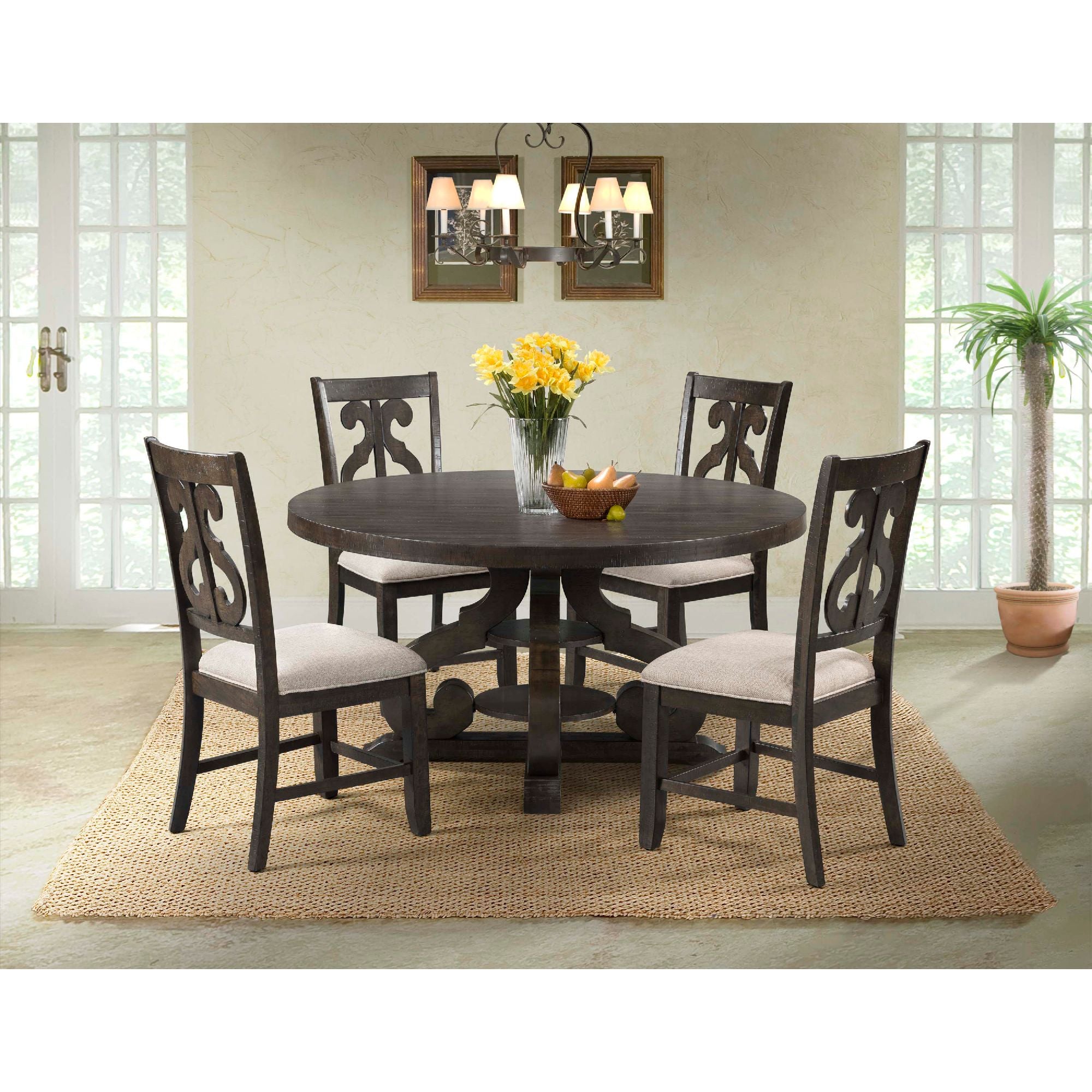 Stone-Round-Dining-Table-W/PU-Base