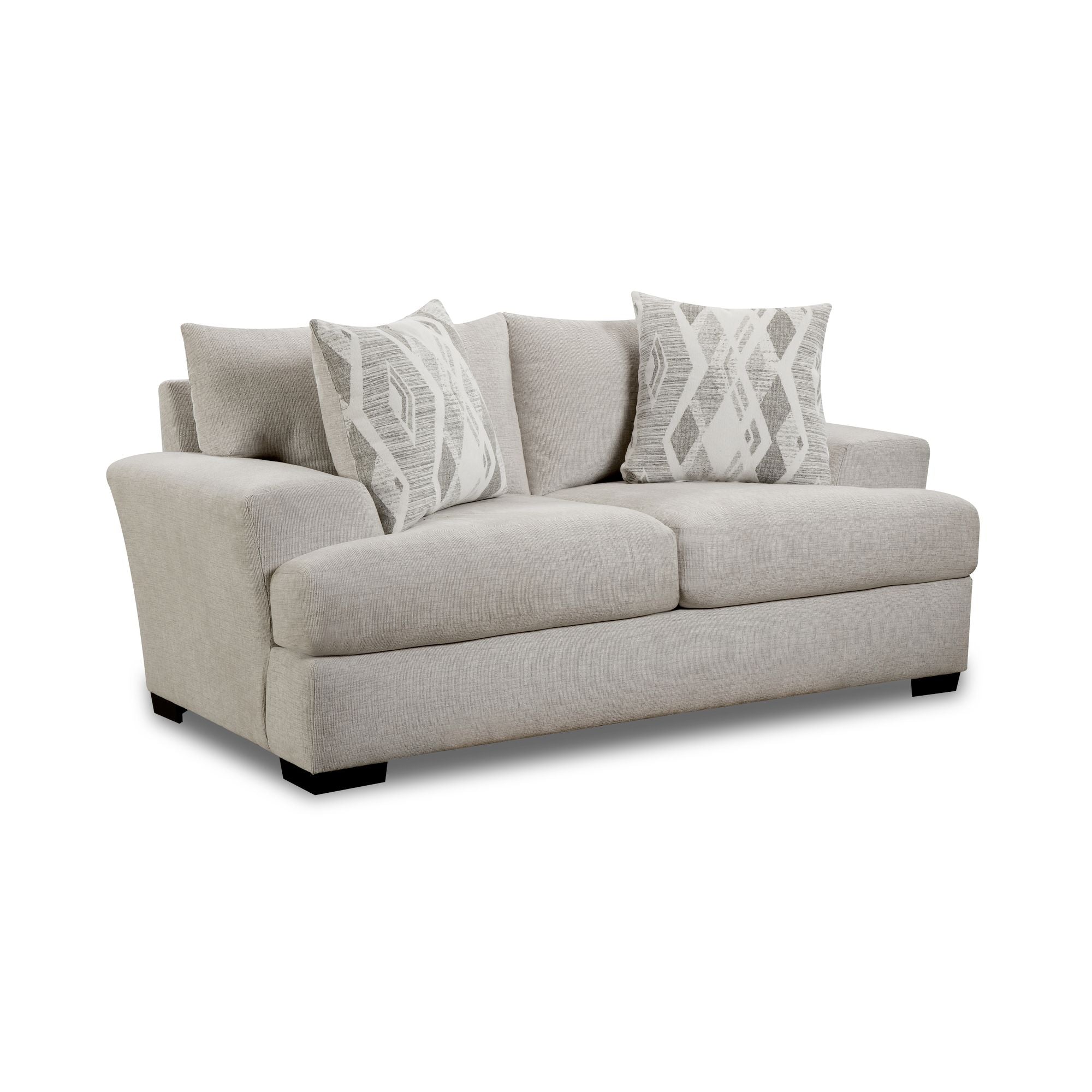 9010-Loveseat-in-Fentasy-Silver-W/2-Pillows-Exotica-Birch