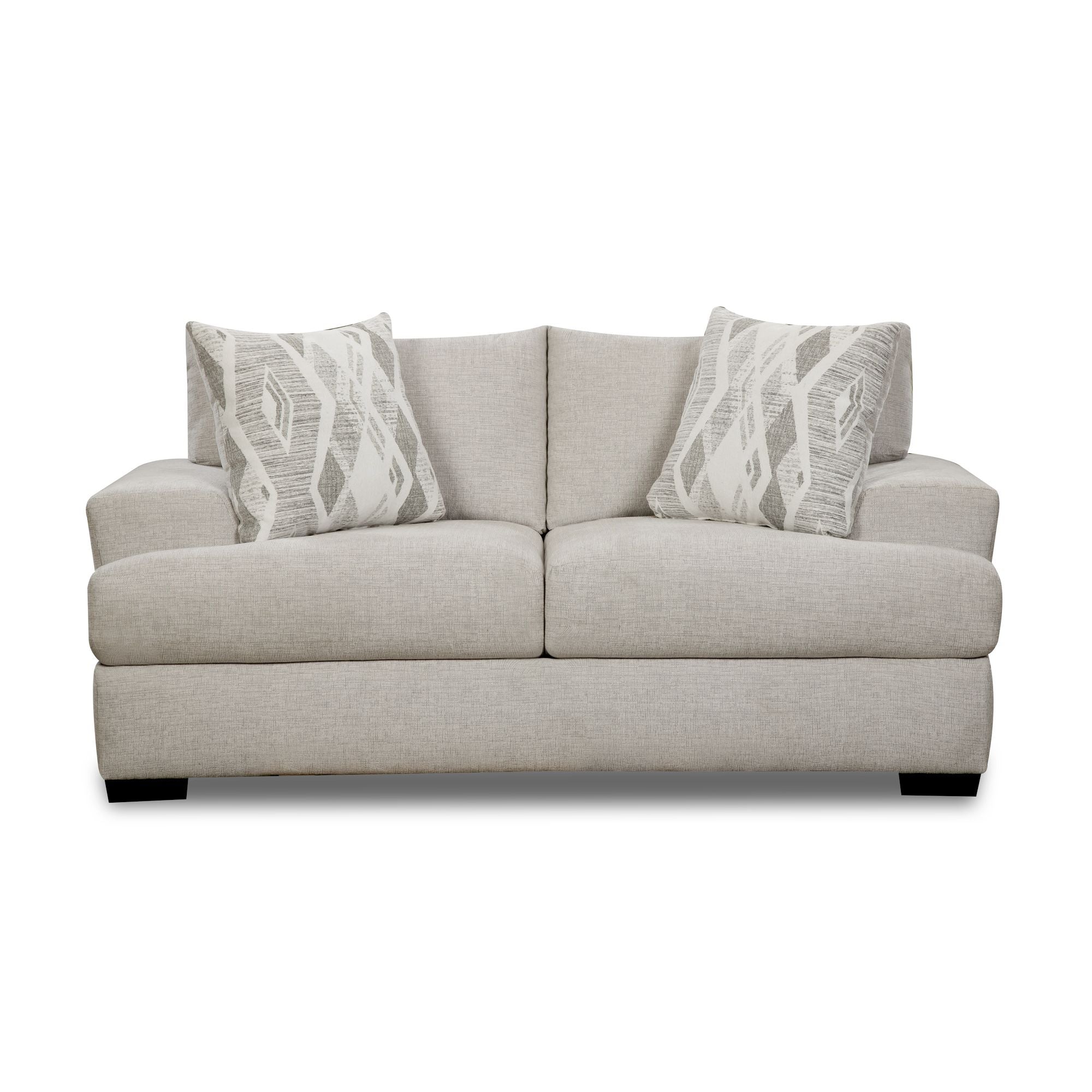 9010-Loveseat-in-Fentasy-Silver-W/2-Pillows-Exotica-Birch