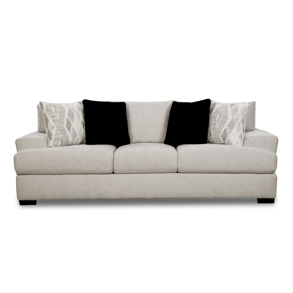 9010-Sofa-in-Fentasy-Silver-W/2-Pillows-Naples-Black,-2-Pillows-Exotica-Birch
