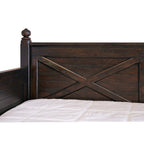 Sutherland Twin Wood Daybed headboard in walnut with X-design on sides and back.