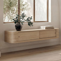 Round Off Floating Console Table Natural