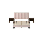 Coyote-Queen-Bed-W/Carroll-Pink-Velvet-w/Two-End-Table-(ISTA-3)