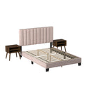 Coyote-Queen-Bed-W/Carroll-Pink-Velvet-w/Two-End-Table-(ISTA-3)