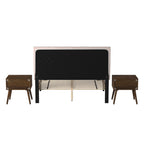 Coyote-Queen-Bed-W/Carroll-Pink-Velvet-w/Two-End-Table-(ISTA-3)