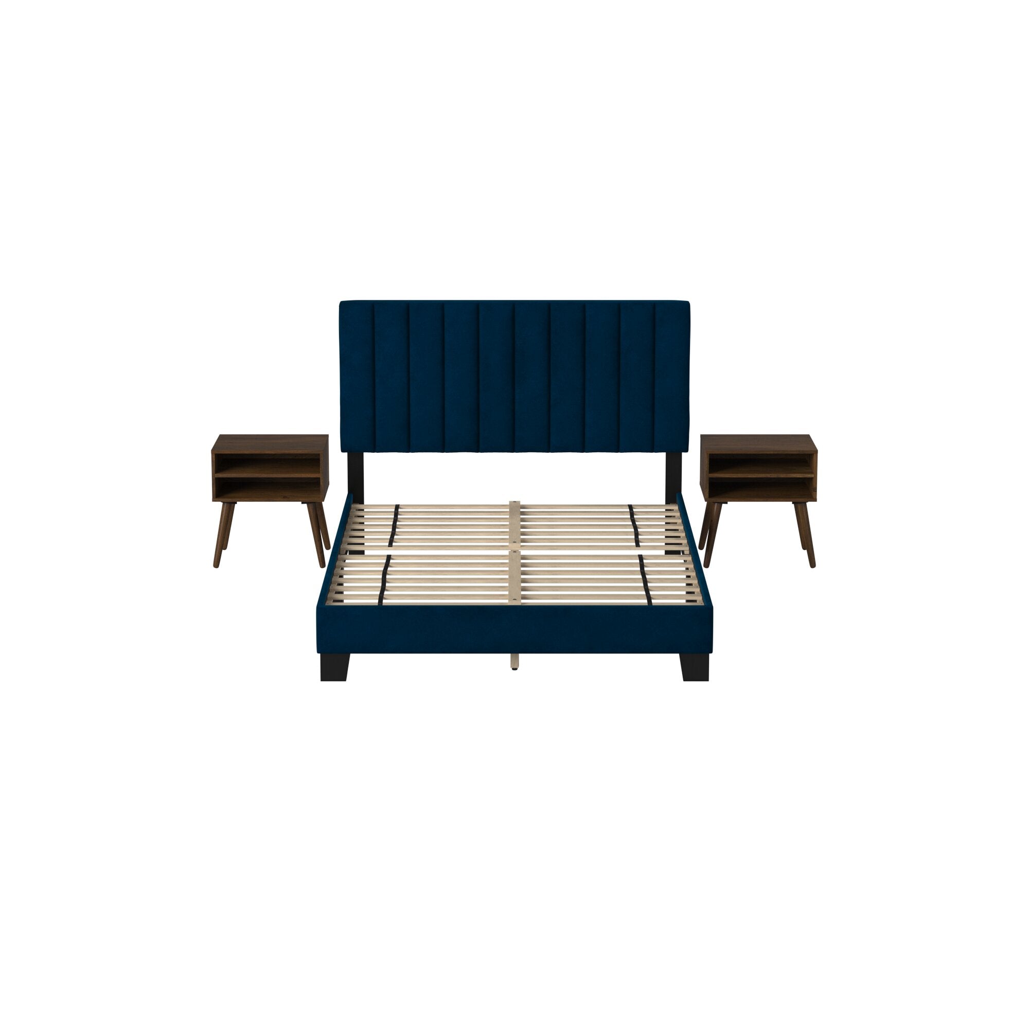 Coyote-Queen-Bed-W/Carroll-Navy-w/Two-End-Table-(ISTA-3)