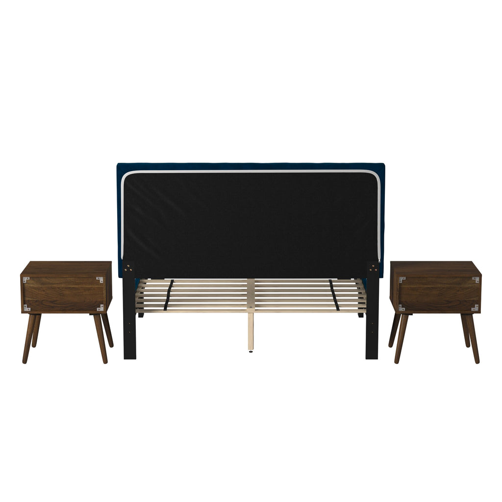 Coyote-Queen-Bed-W/Carroll-Navy-w/Two-End-Table-(ISTA-3)