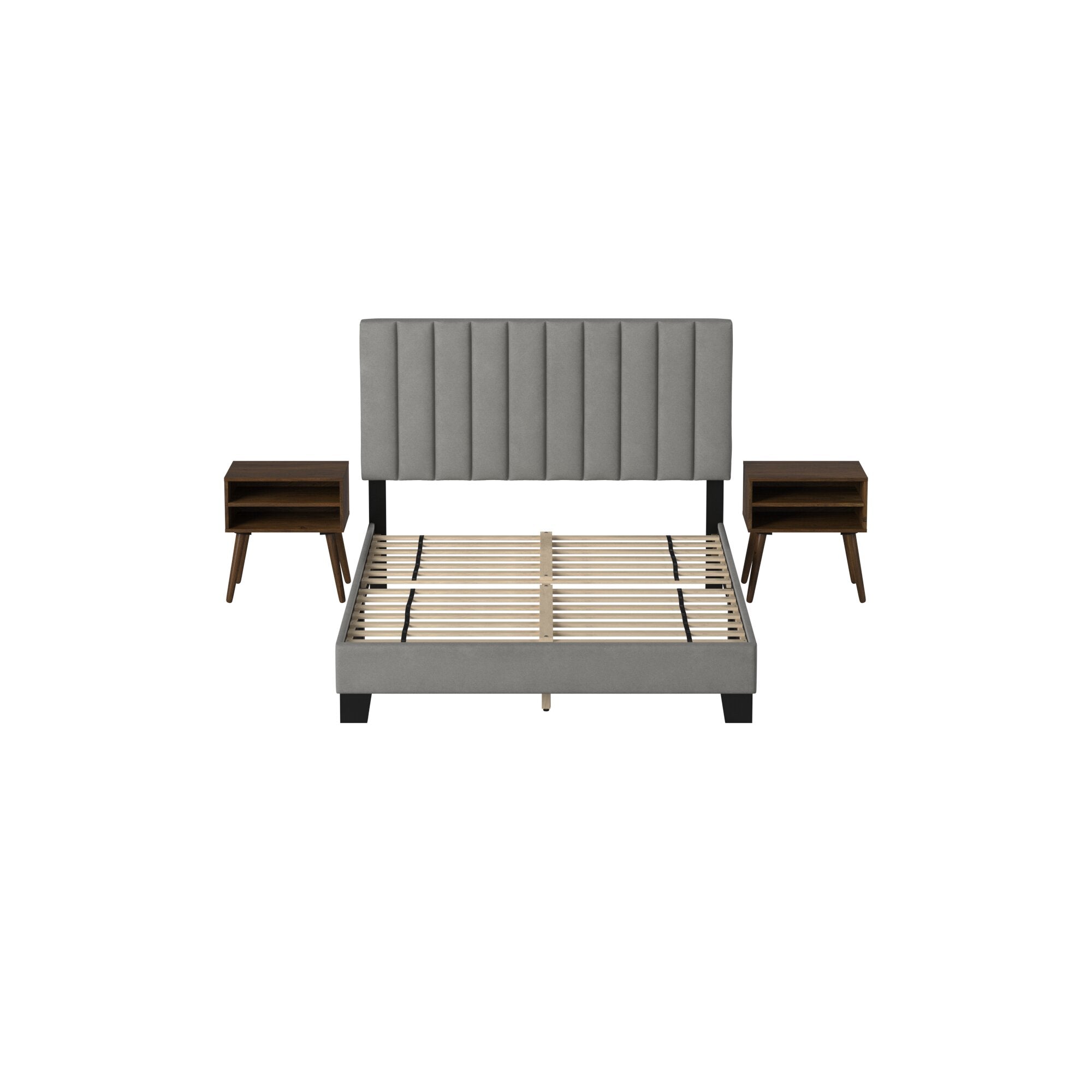 Coyote-King-Bed-W/Carroll-Grey-w/Two-End-Table-(3A-Packing)
