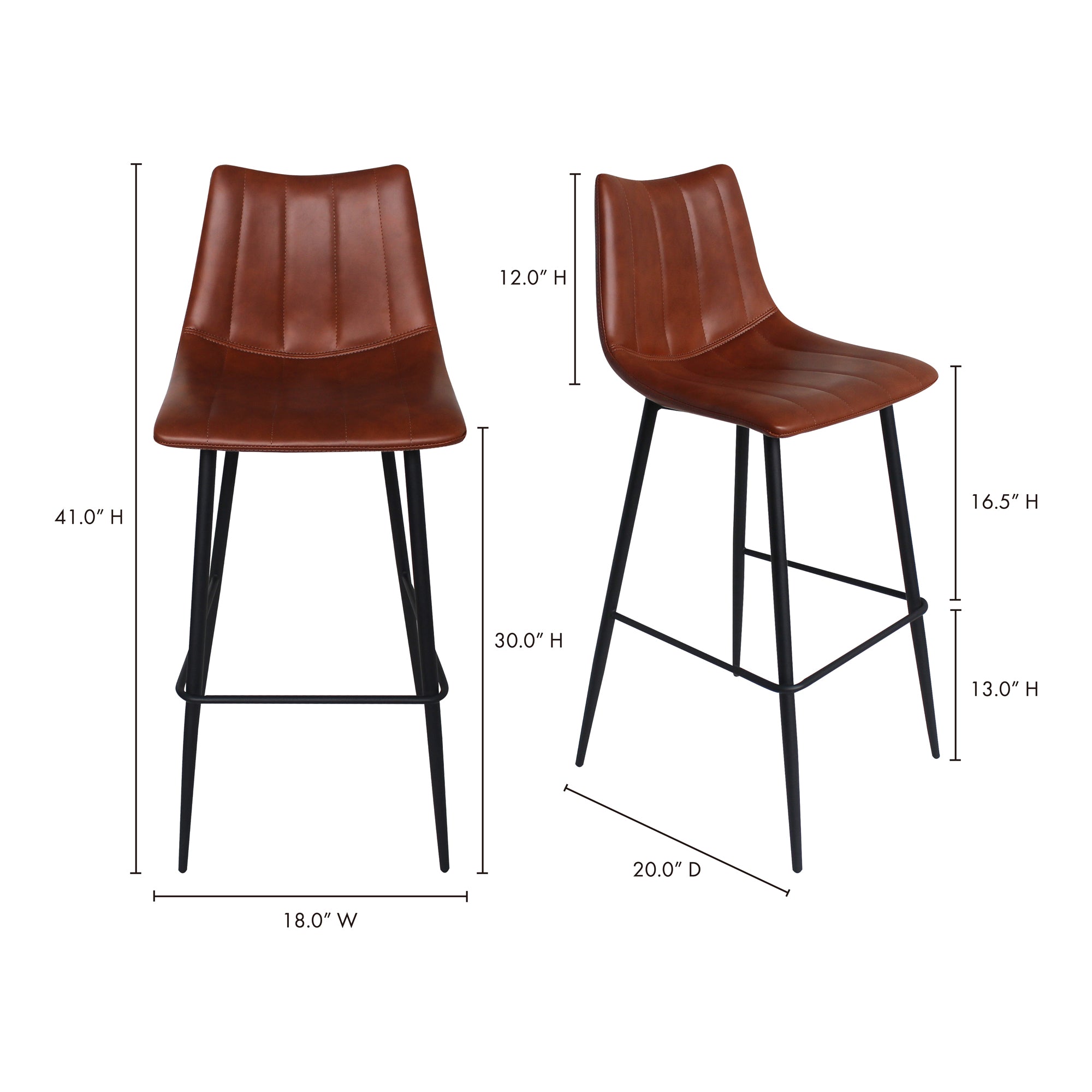 Alibi Bar Stool Brown - Set Of Two