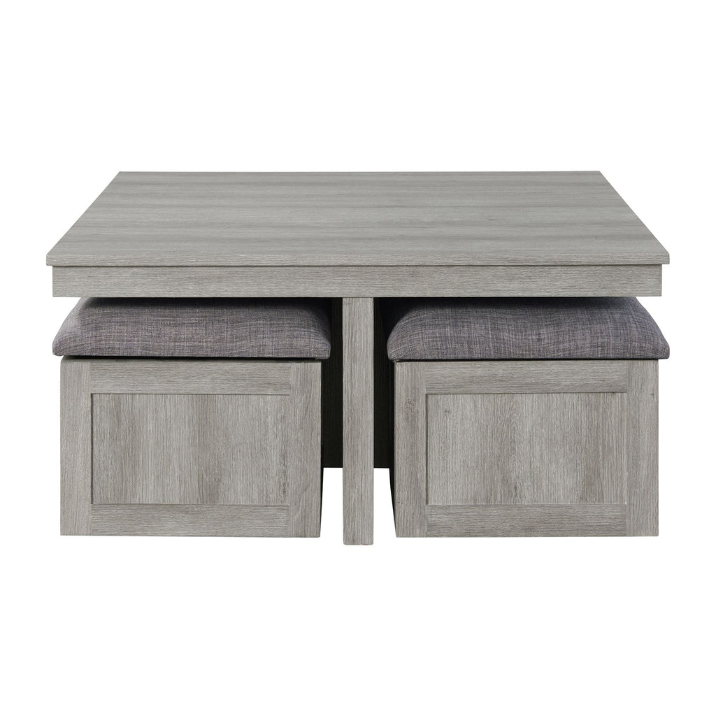 Uster-Coffee-Table-W/Four-storage-Stools-Grey