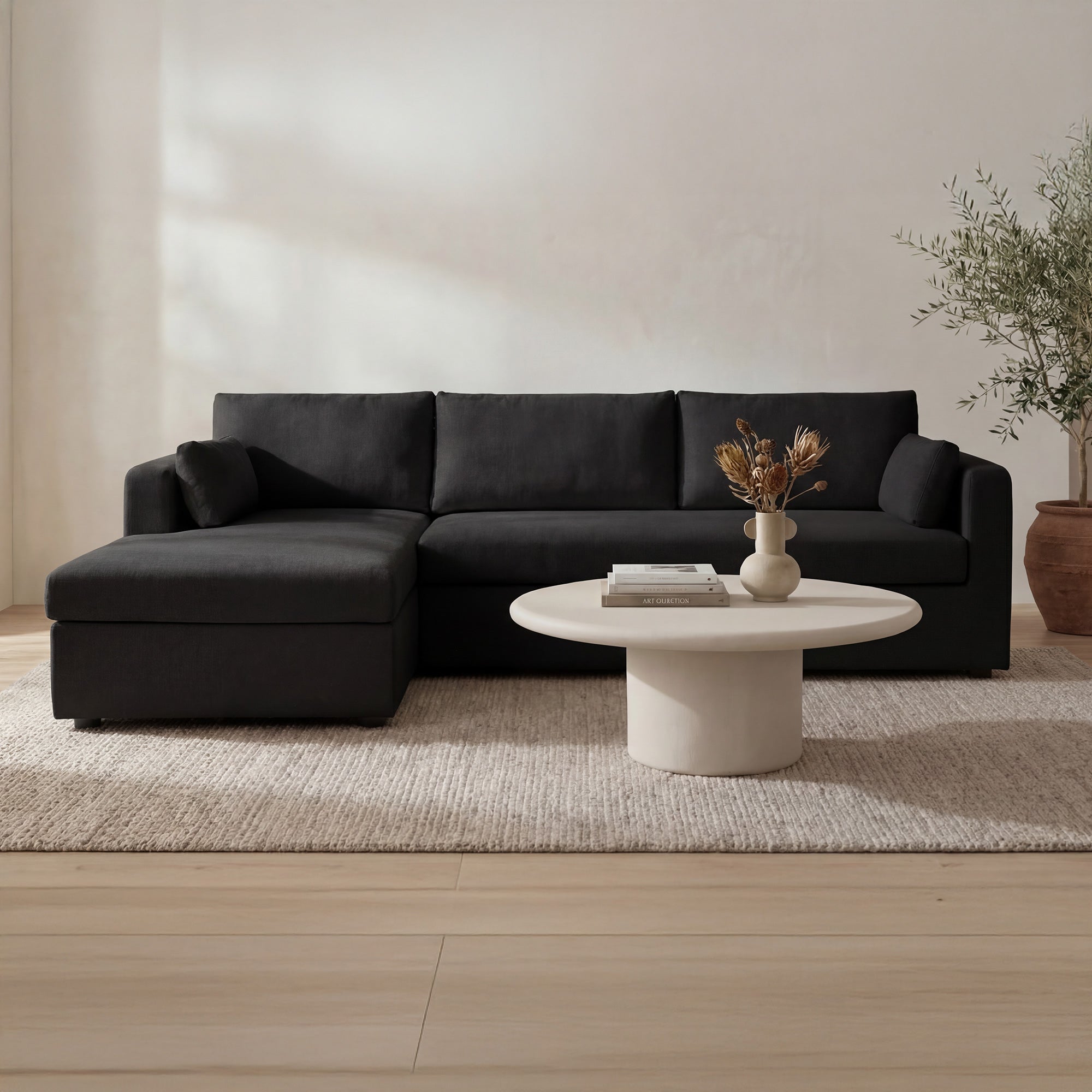 Burrow Sleeper Sectional With Storage Chaise Black Left