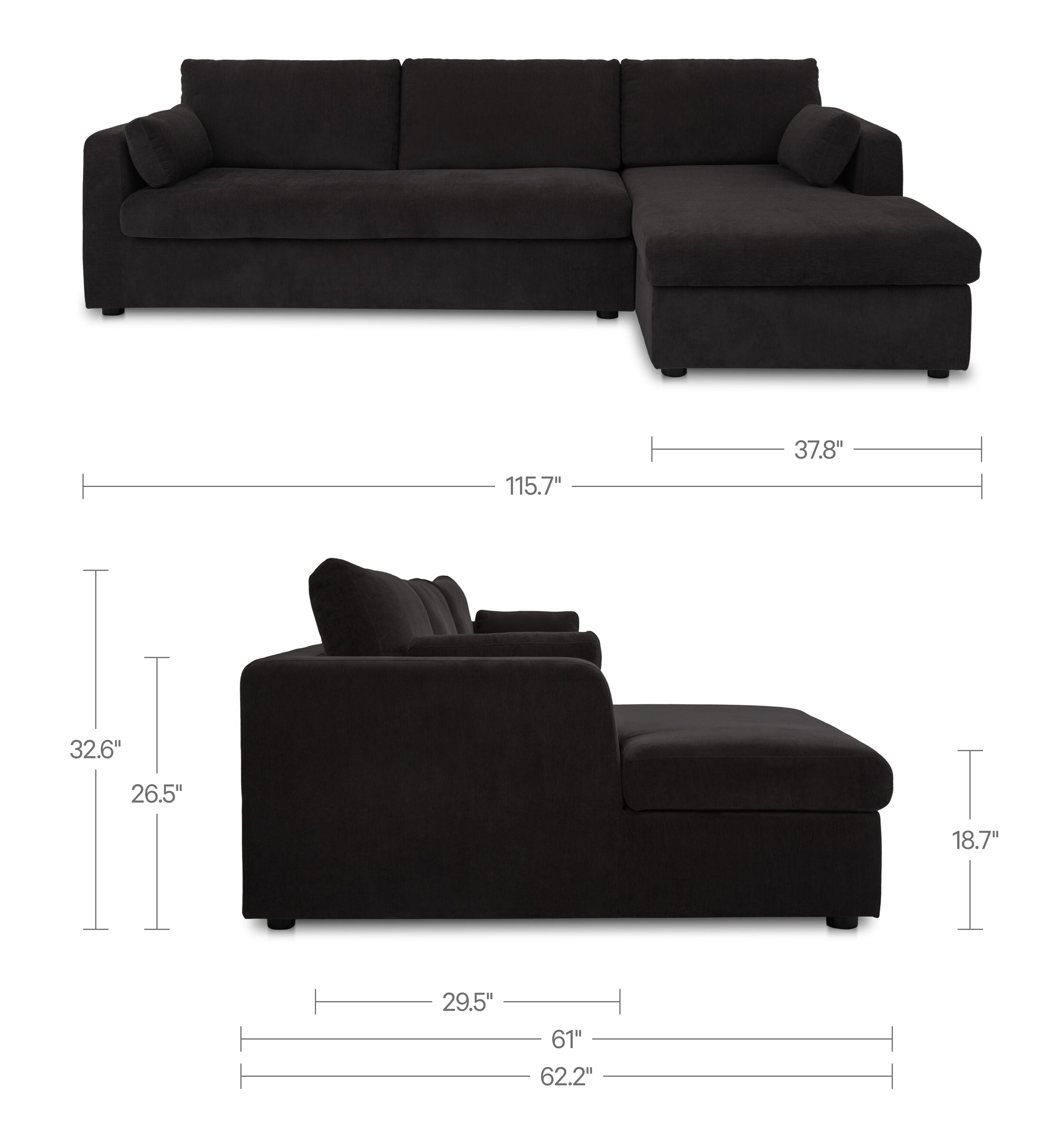 Burrow Sleeper Sectional With Storage Chaise Black Right